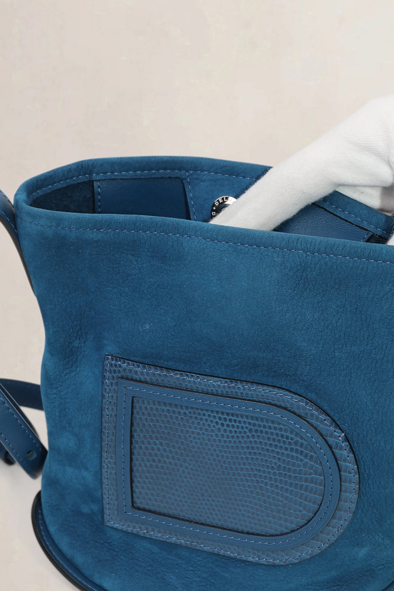 Delvaux Blue Le Pin Suède/Lizard Crossbody Bag