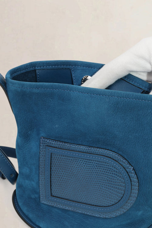 Delvaux Blue Le Pin Suède/Lizard Crossbody Bag