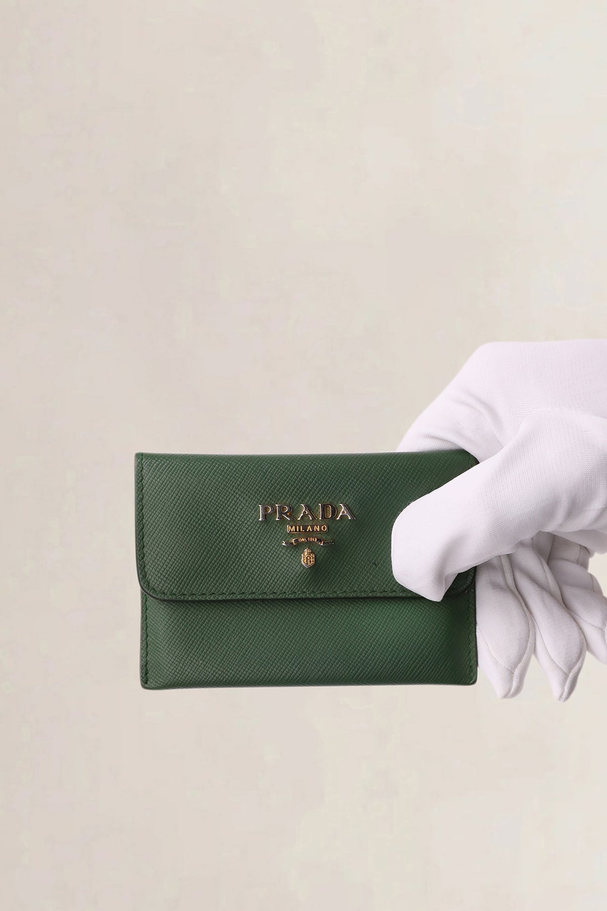 Prada Green Saffiano Leather Wallet Set