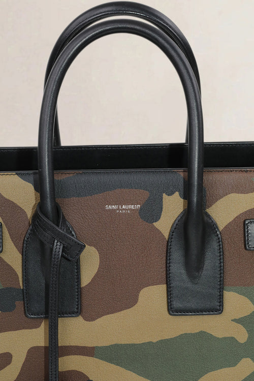 Saint Laurent Camouflage Printed Sac De Jour Small Top Handle Bag