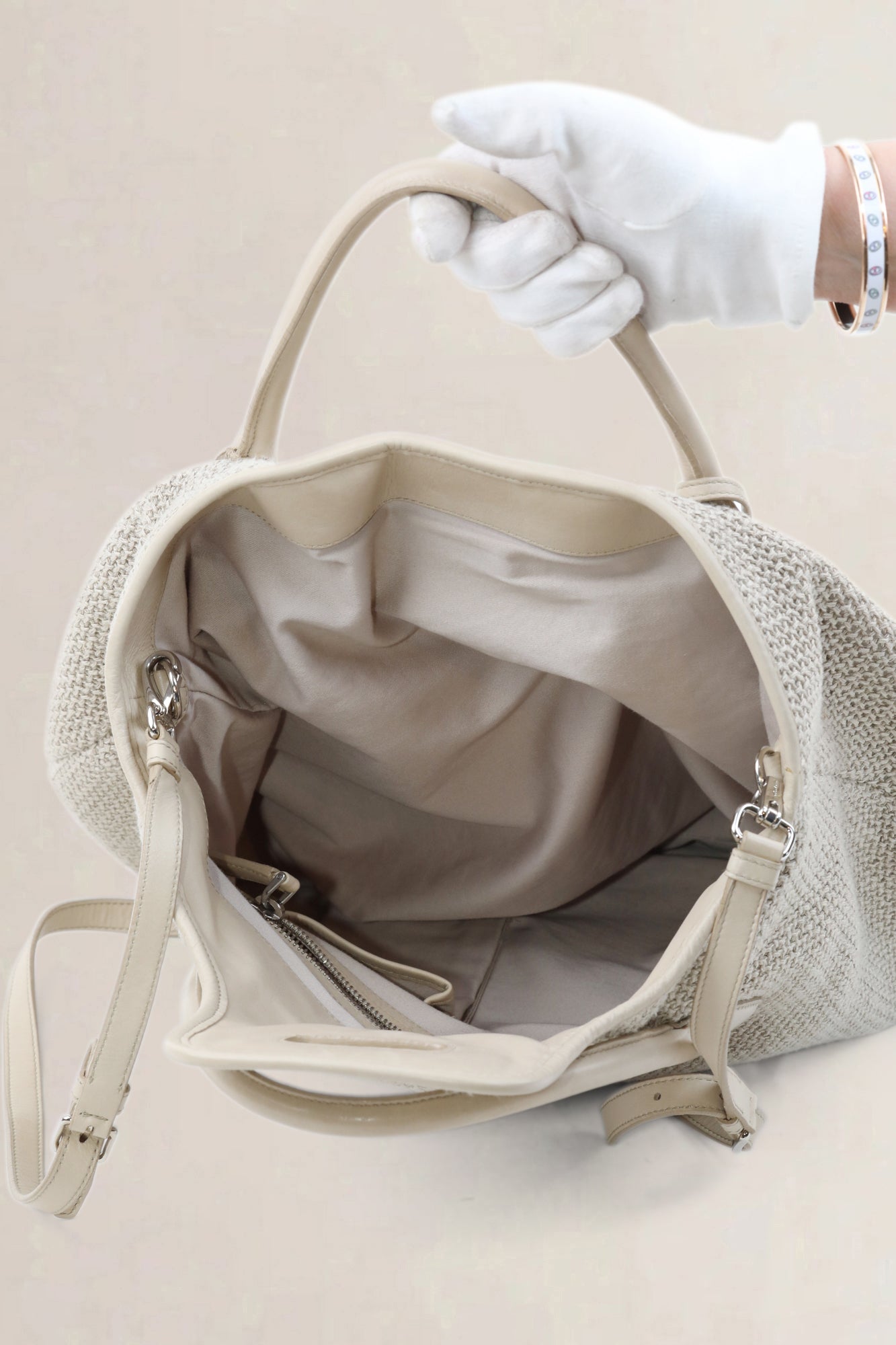 Jil Sander Taupe Woven Crossbody Bag