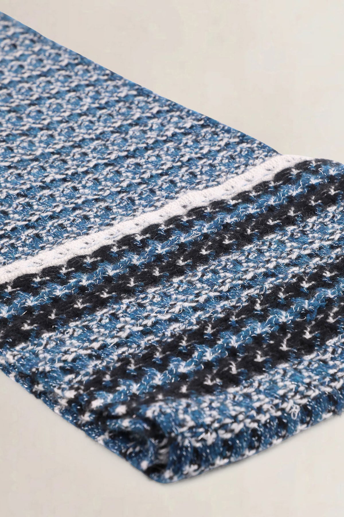 Chanel Blue, Black & White Knit Scarf