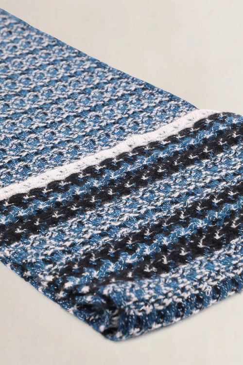 Chanel Blue, Black & White Knit Scarf