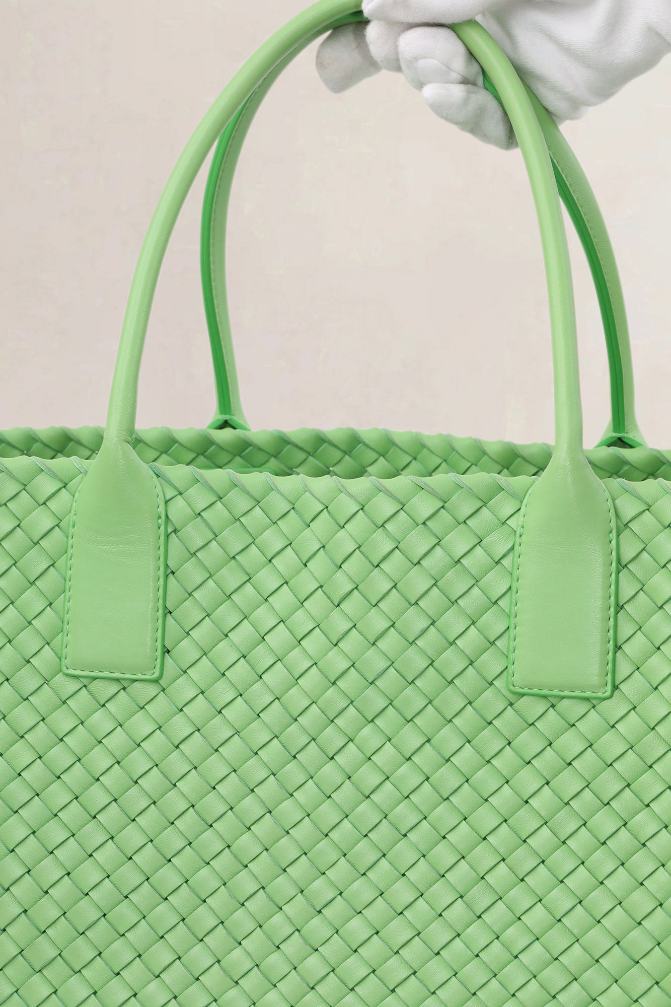 Bottega Veneta Pistacchio Green Intrecciato Leather Cabat Shoulder Bag