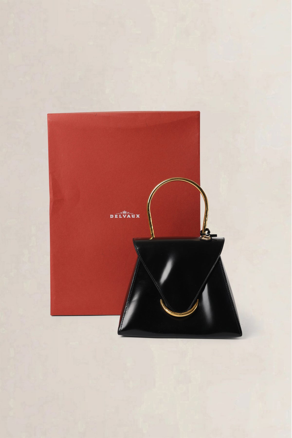 Delvaux Black Ut Patent Top Handle Bag