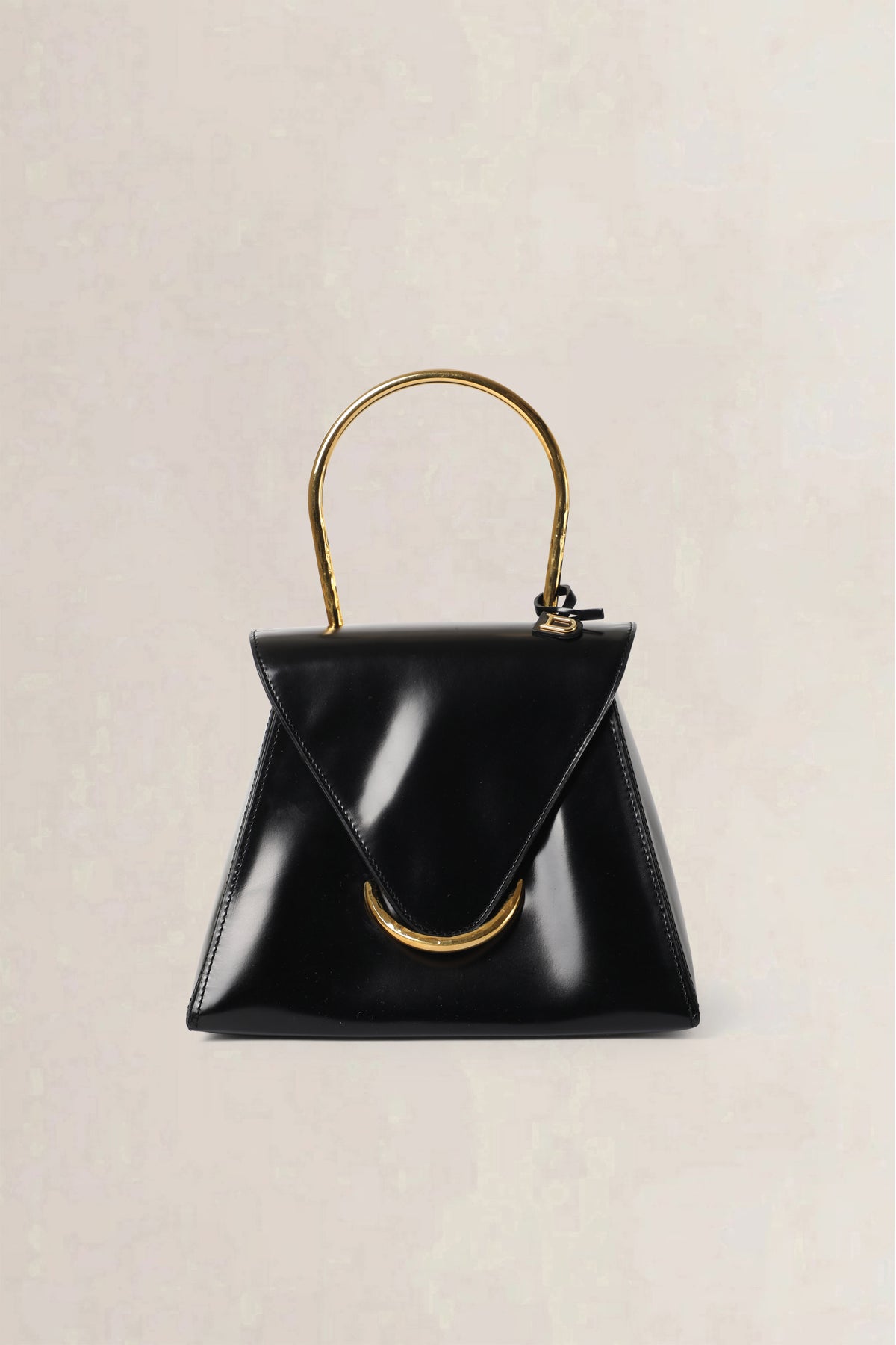 Delvaux Black Ut Patent Top Handle Bag