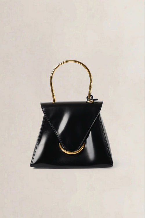 Delvaux Black Ut Patent Top Handle Bag