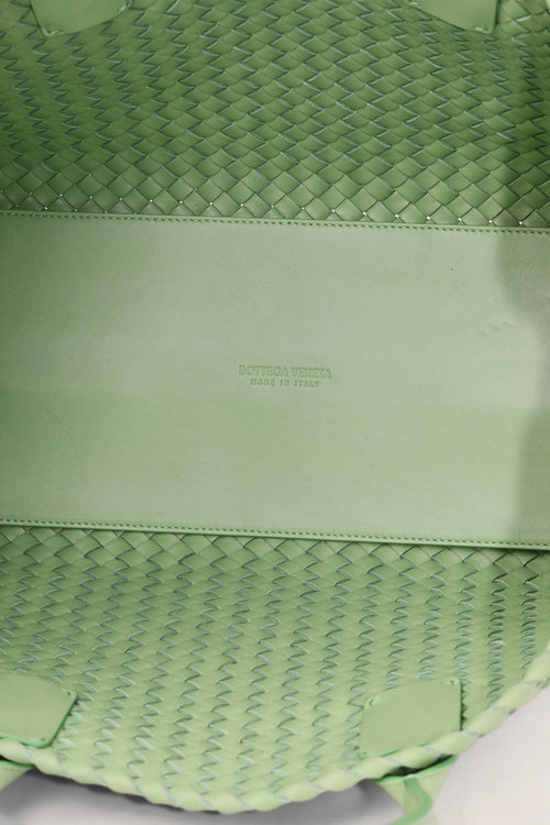 Bottega Veneta Pistacchio Green Intrecciato Leather Cabat Shoulder Bag