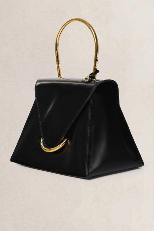 Delvaux Black Ut Patent Top Handle Bag