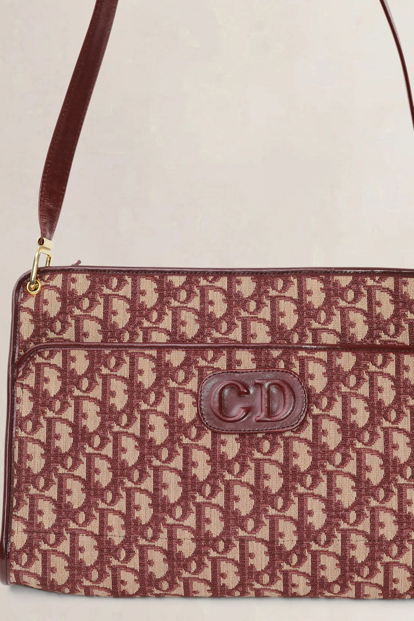 Christian Dior Burgundy Monogram Shoulder Bag