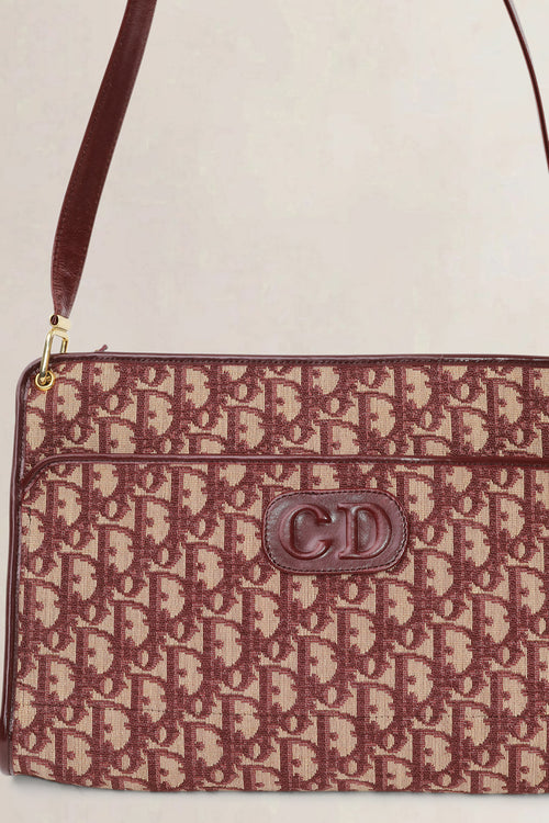 Christian Dior Burgundy Monogram Shoulder Bag