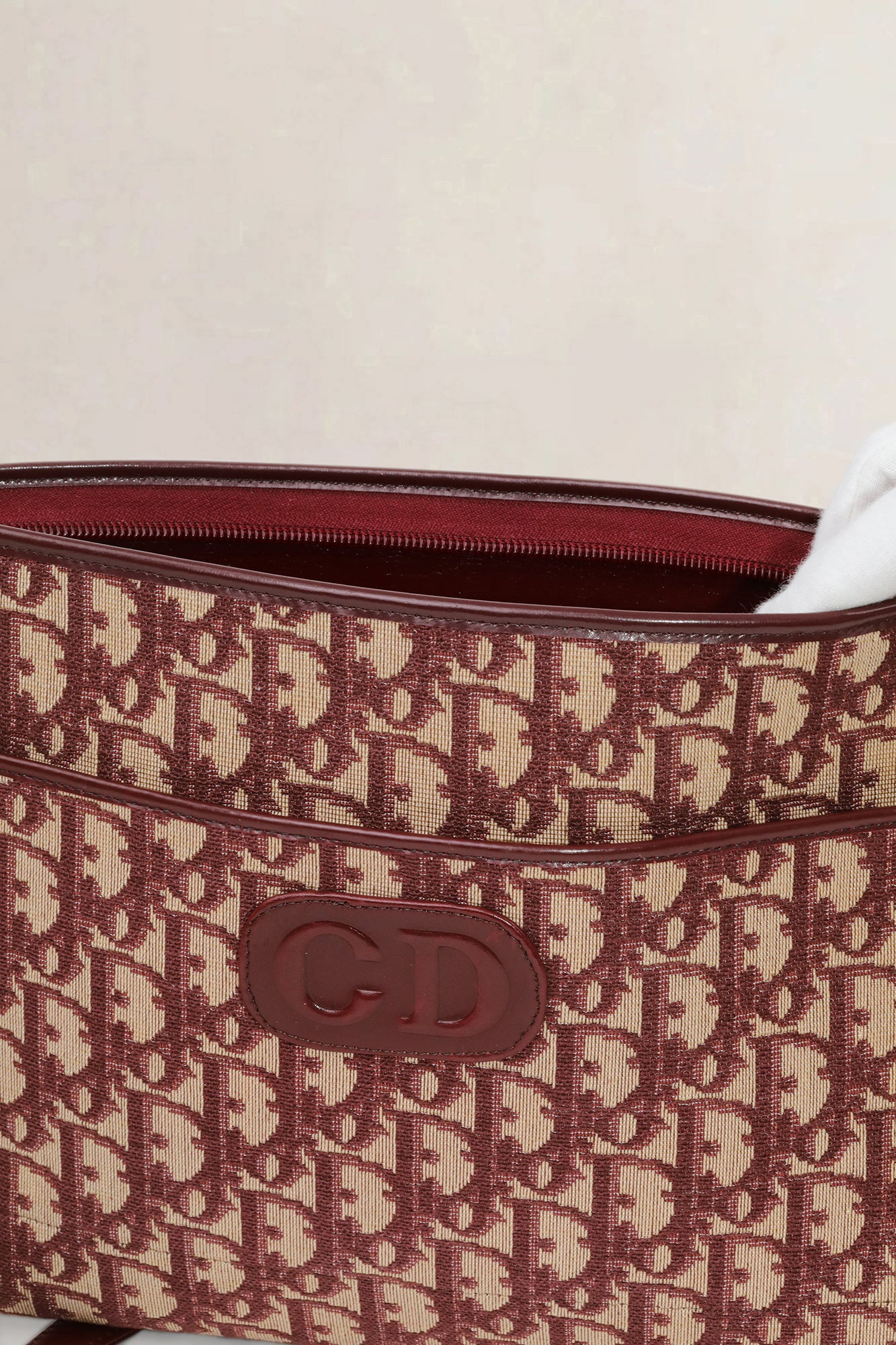 Christian Dior Burgundy Monogram Shoulder Bag