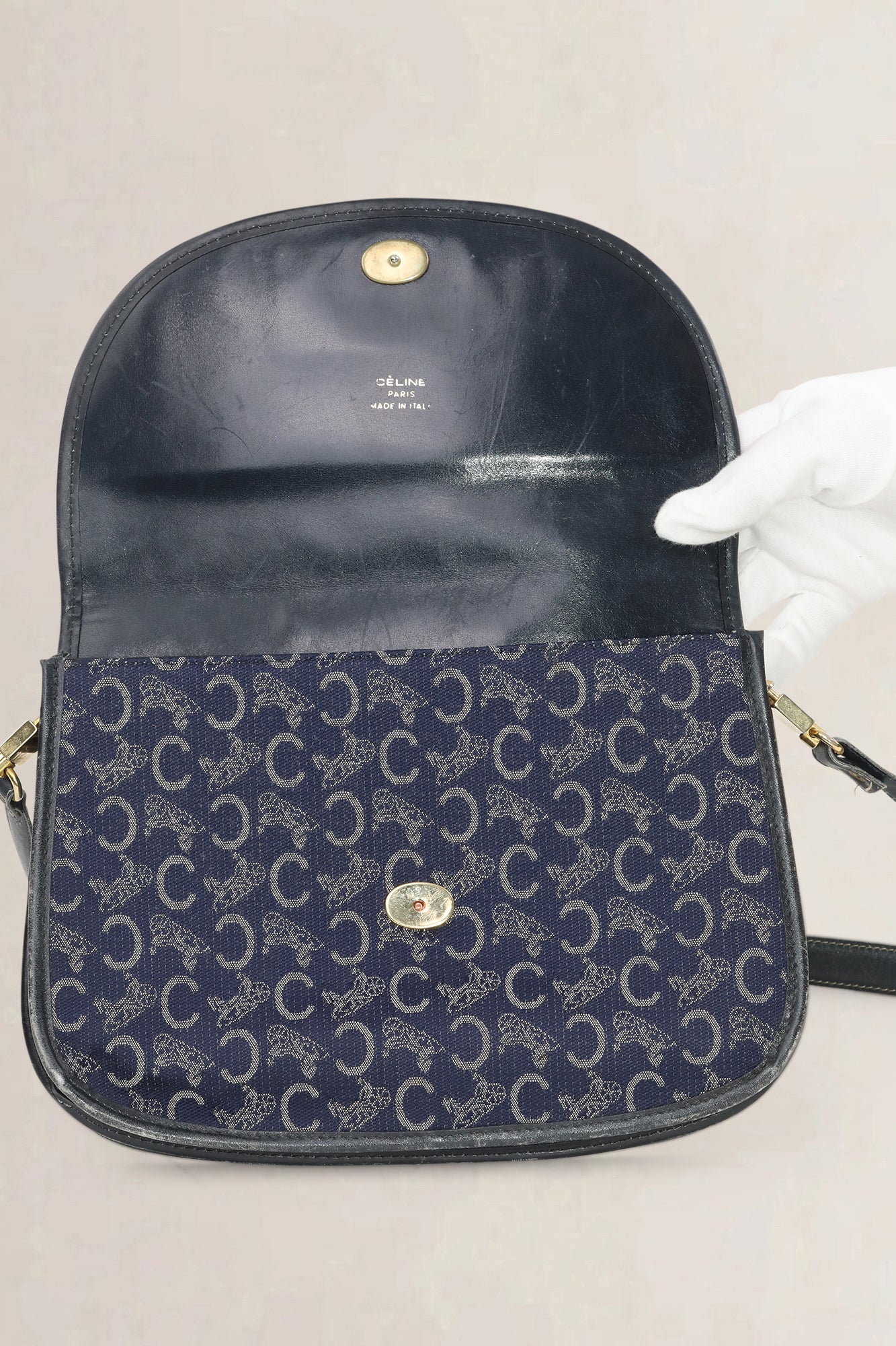 Céline Vintage Blue Monogram Shoulder Bag