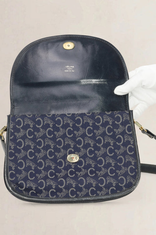 Céline Vintage Blue Monogram Shoulder Bag