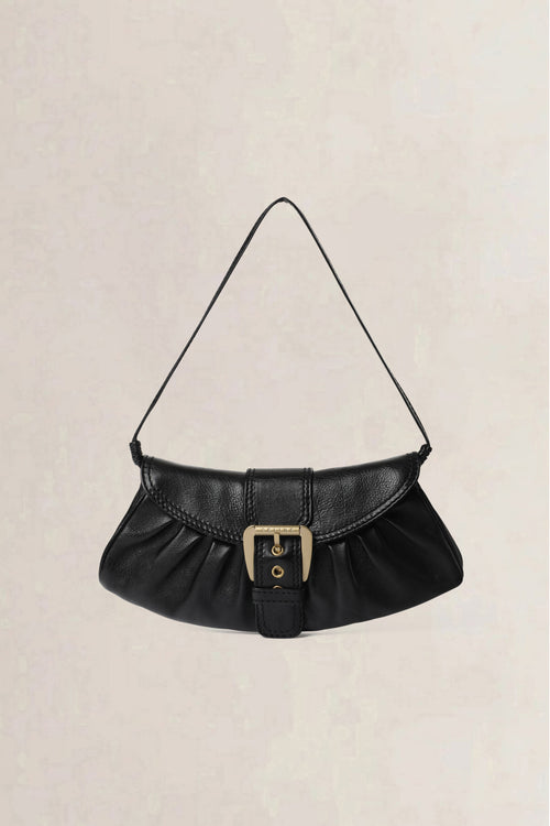 Celine Black Buckle Flap Baguette Small Shoulder Bag