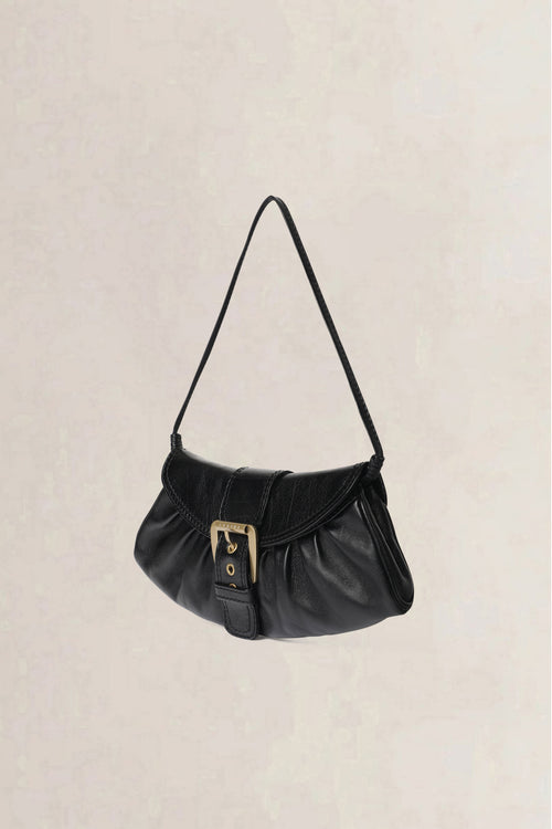 Celine Black Buckle Flap Baguette Small Shoulder Bag
