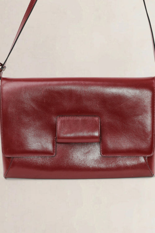 Delvaux Burgundy Leather Shoulder Bag
