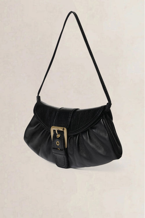 Celine Black Buckle Flap Baguette Small Shoulder Bag