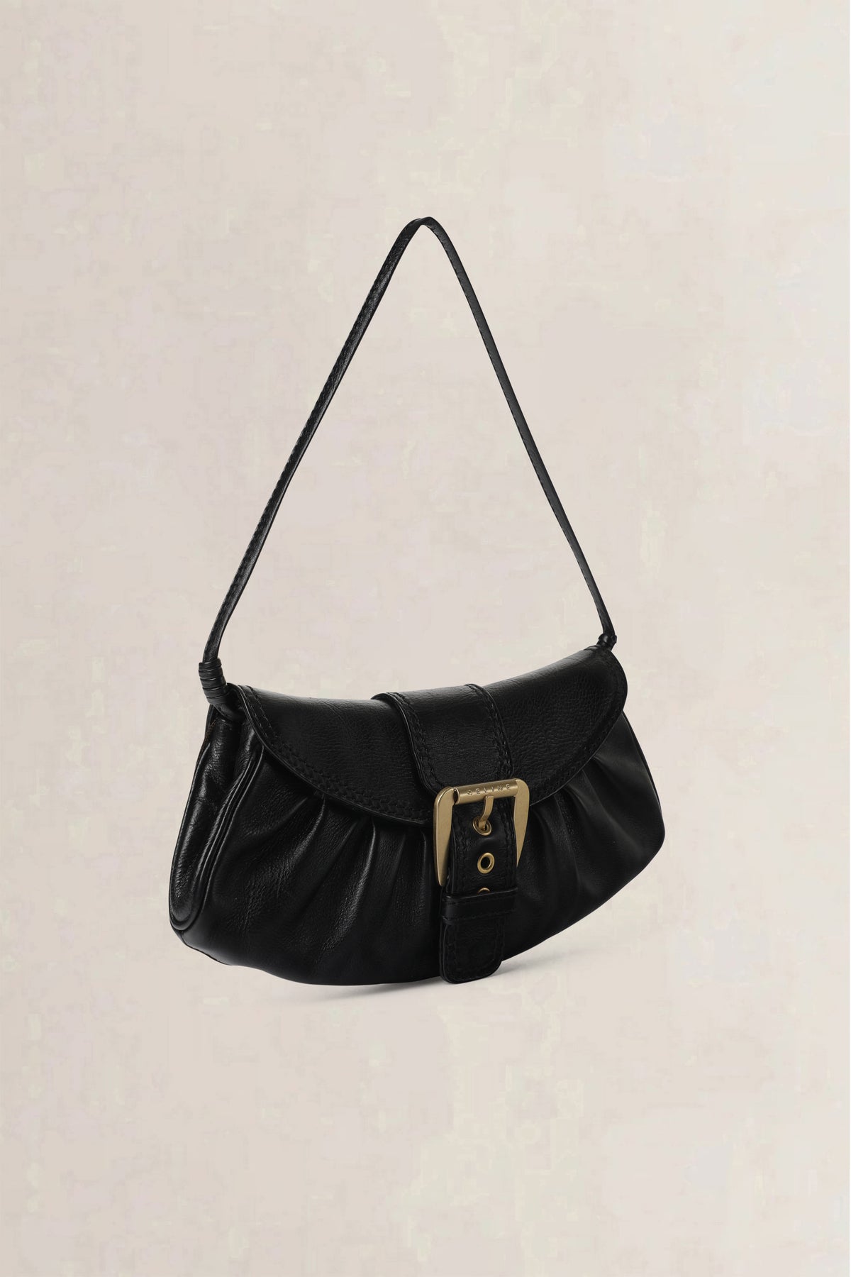 Celine Black Buckle Flap Baguette Small — preloved