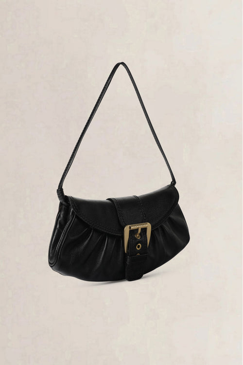 Celine Black Buckle Flap Baguette Small Shoulder Bag