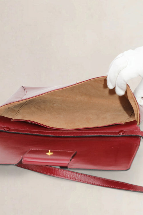 Delvaux Burgundy Leather Shoulder Bag