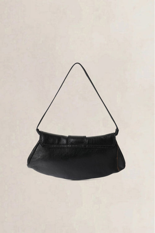Celine Black Buckle Flap Baguette Small Shoulder Bag
