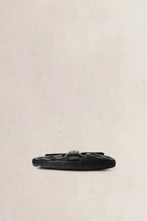 Celine Black Buckle Flap Baguette Small Shoulder Bag