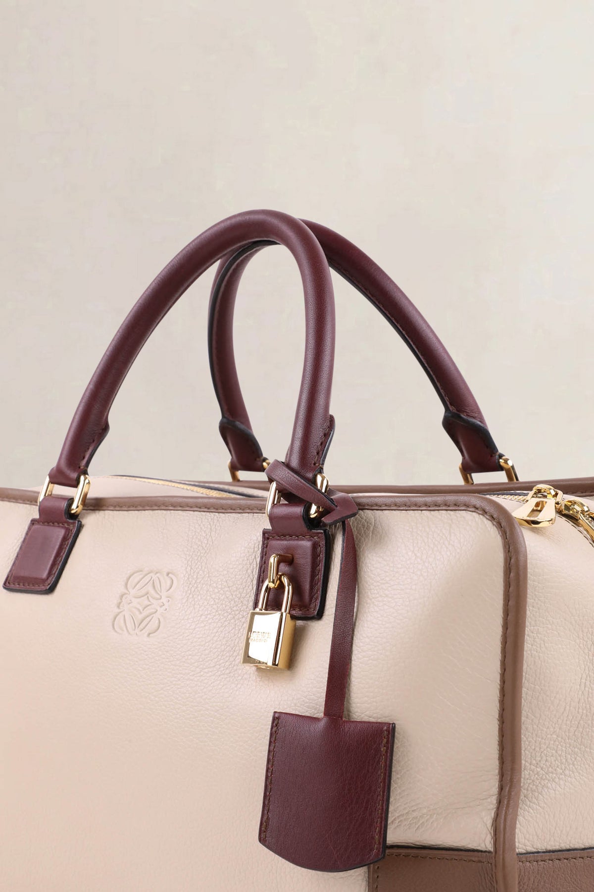 Loewe Beige Burgundy Amazona 36 Top Handle Bag