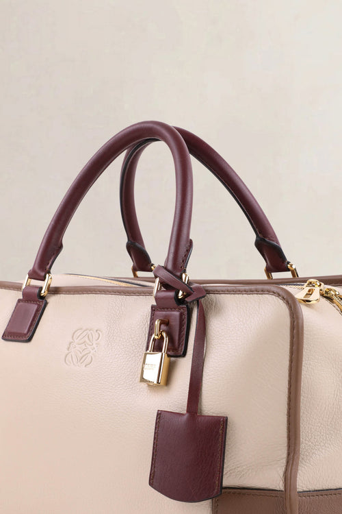 Loewe Beige Burgundy Amazona 36 Top Handle Bag