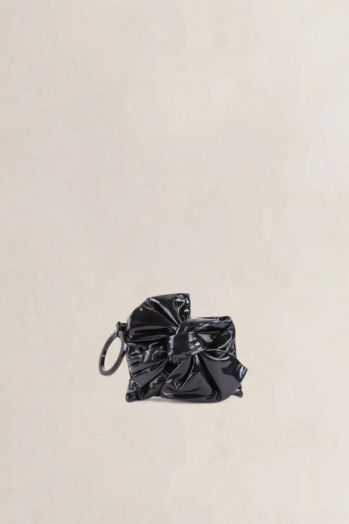 Sonia Rykiel Black Patent Leather Bow Clutch