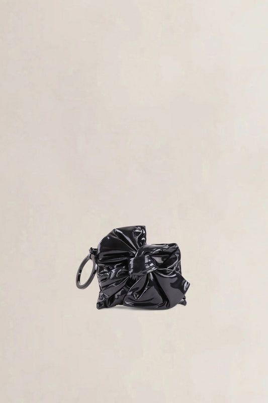 Sonia Rykiel Black Patent Leather Bow Clutch