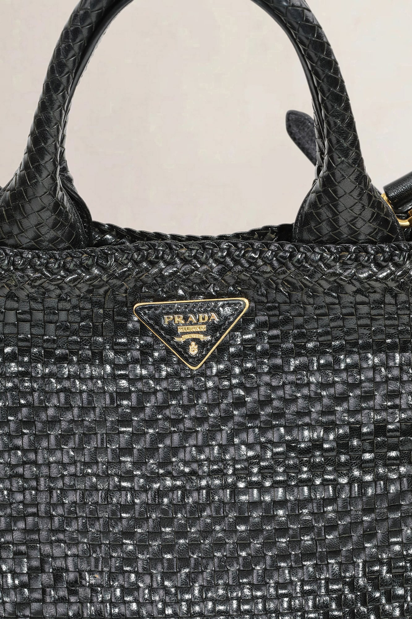 Prada Black Woven Madras — preloved