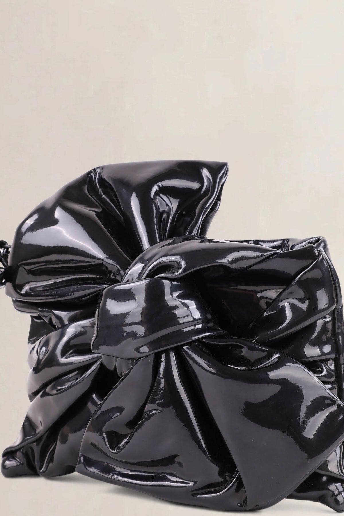 Sonia Rykiel Black Patent Leather Bow Clutch