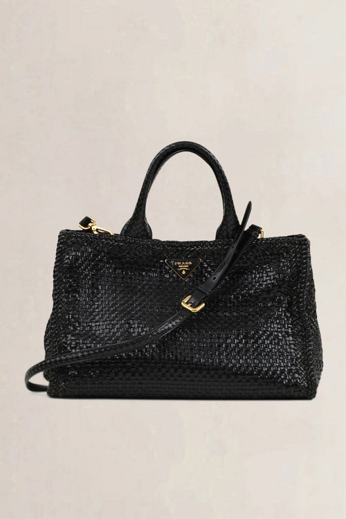 Prada Black Woven Madras Shoulder Bag