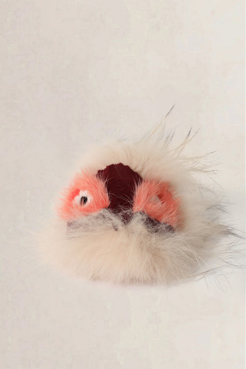 Fendi Beige & Burgundy Monster Fur Bag Charm