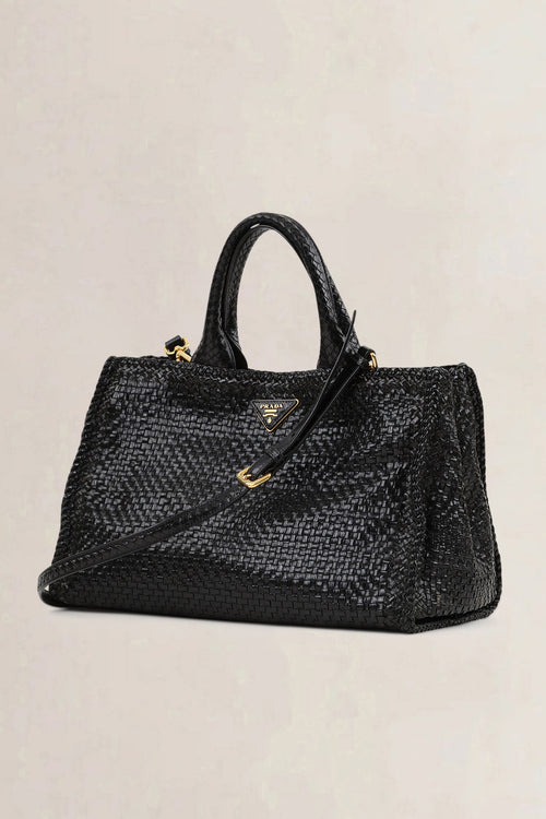 Prada Black Woven Madras Shoulder Bag