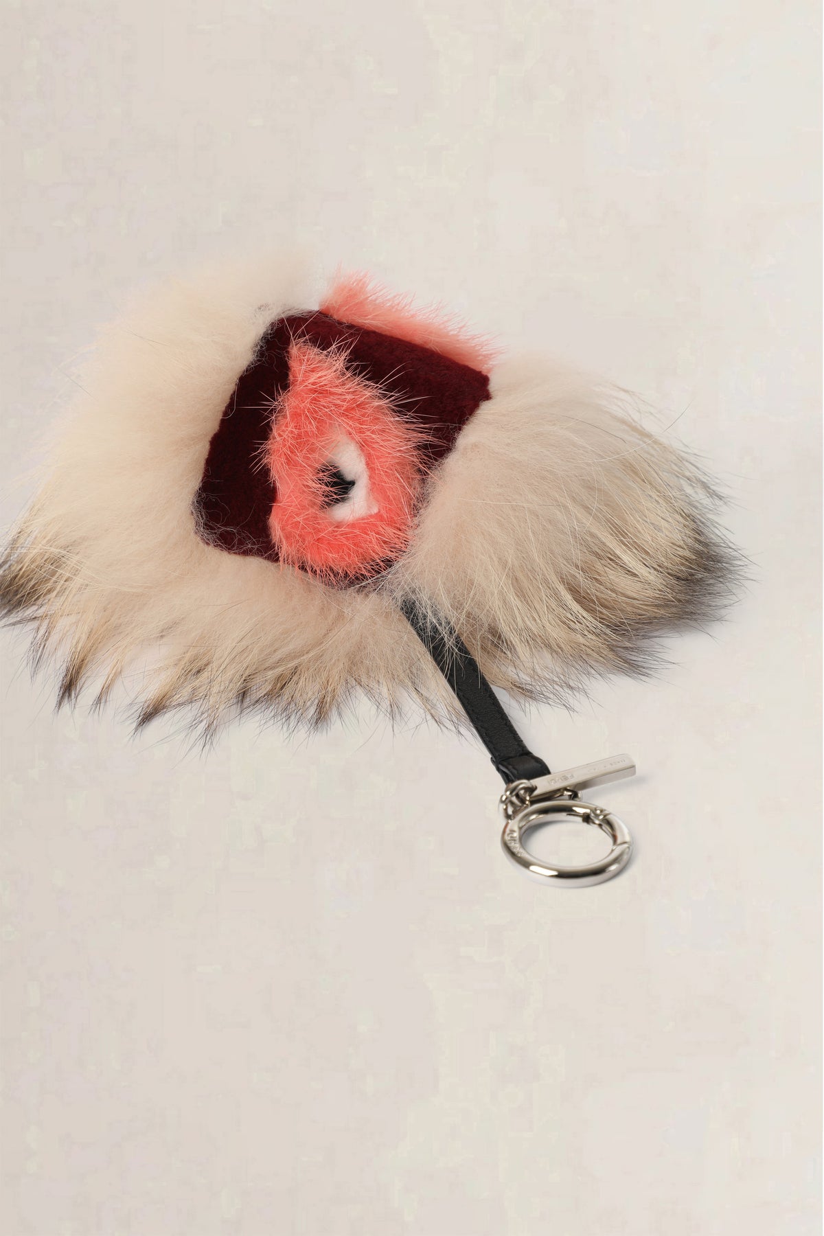 Fendi Beige & Burgundy Monster Fur Bag Charm