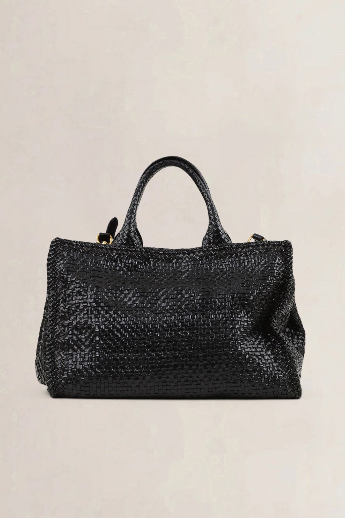 Prada Black Woven Madras Shoulder Bag