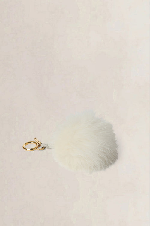 Fendi White Fox Fur Pompom Bag Charm