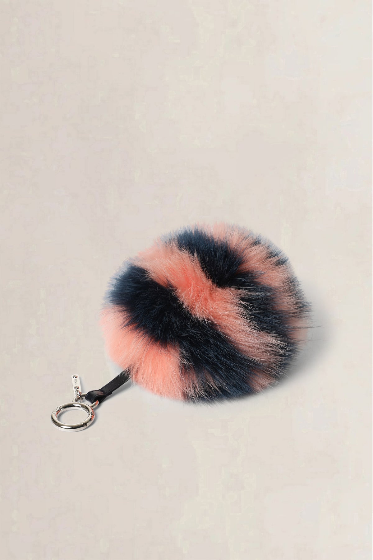 Fendi Pink & Navy Fox Fur Pompom Bag Charm