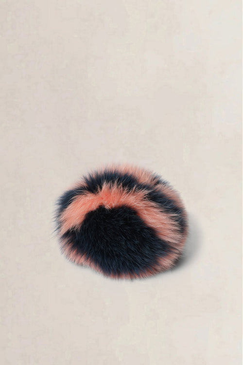 Fendi Pink & Navy Fox Fur Pompom Bag Charm