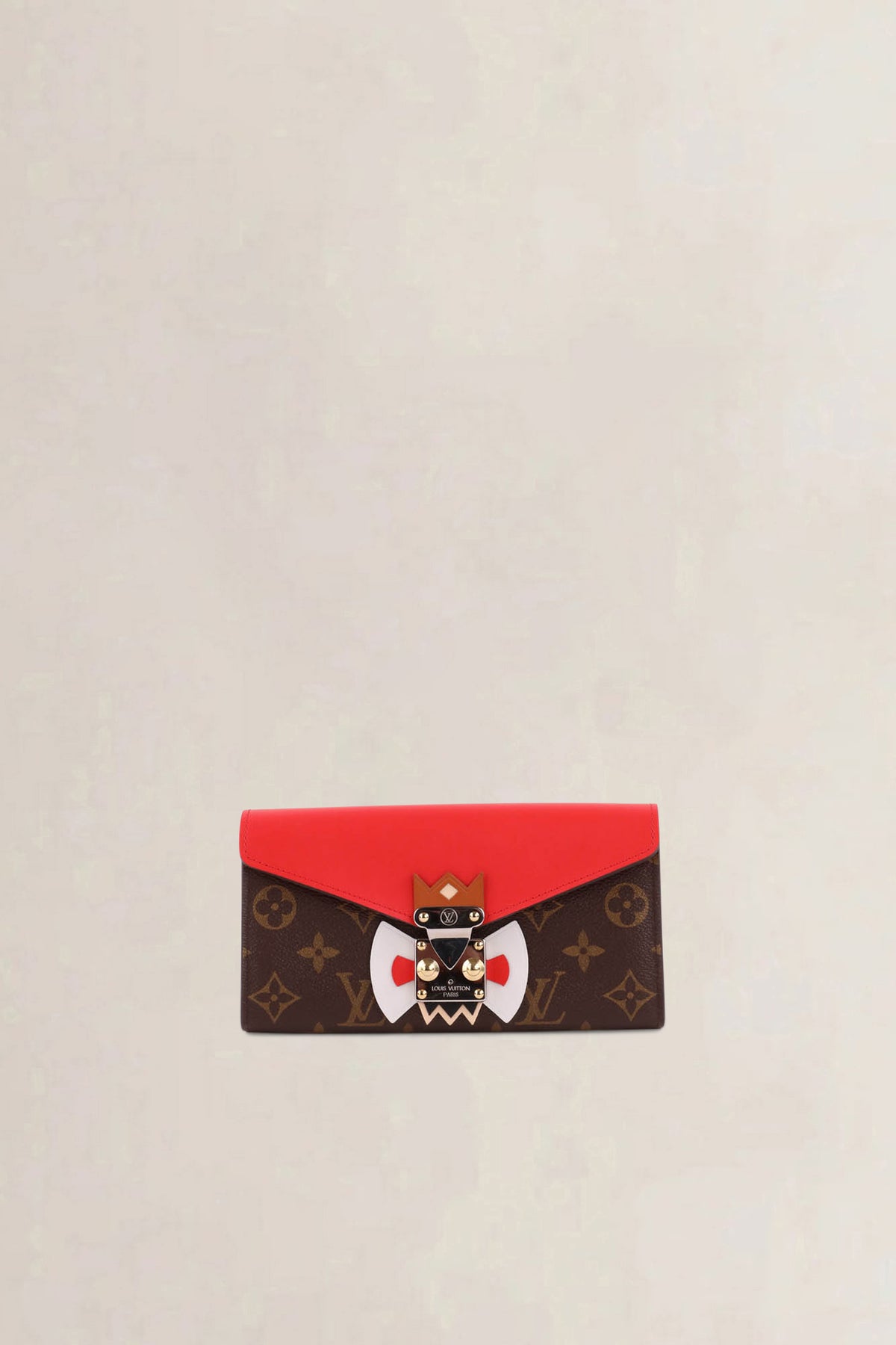 Louis Vuitton Limited Edition Red Monogram Tribal Mask Sarah Wallet