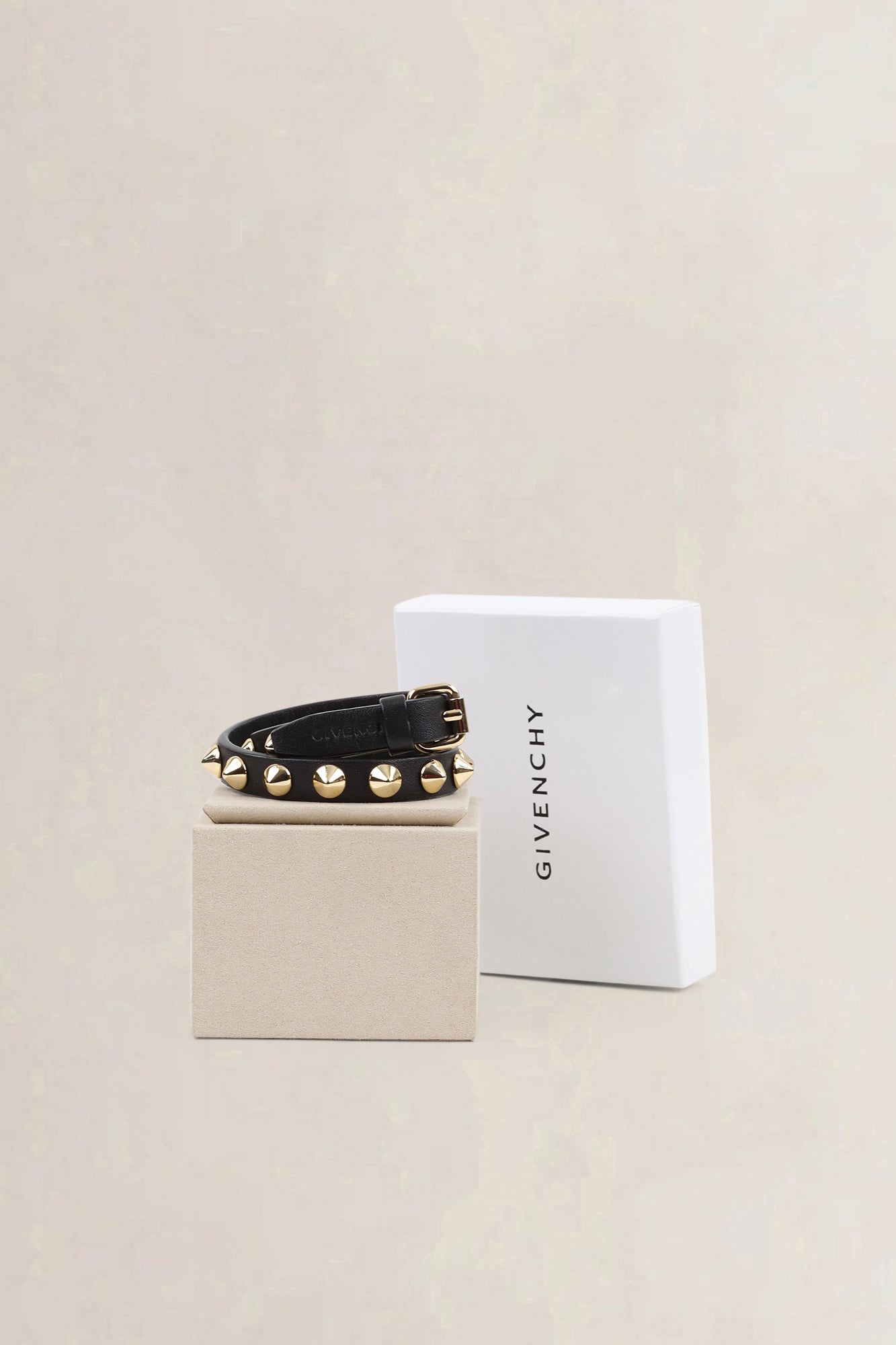 Givenchy Black Rockstud Leather Bracelet