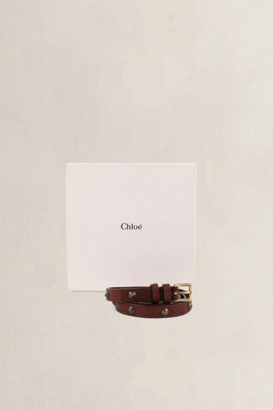 Chloé Brown Studded Belt