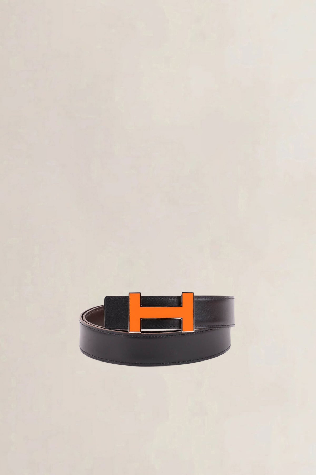 Hermès Brown & Black Reversible Belt with Quizz H & Gold Buckle