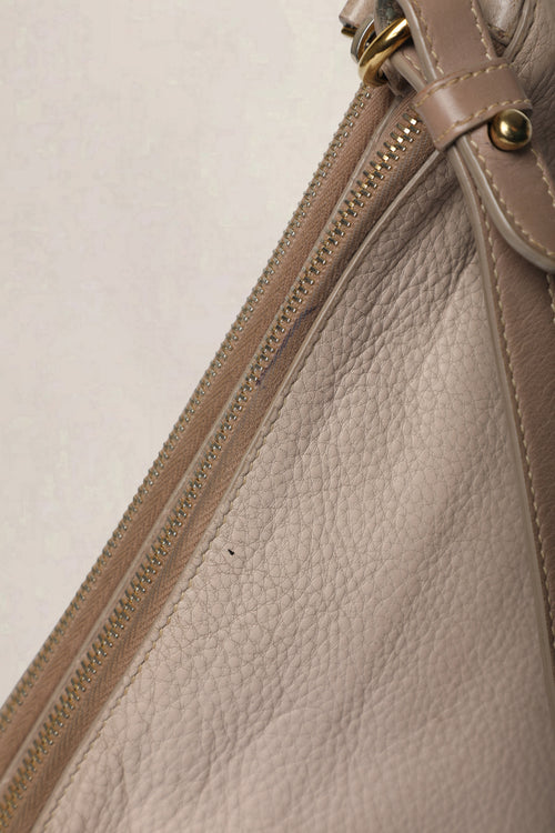 Prada Nude Grey Vitello Daino Double Zip Crossbody Bag