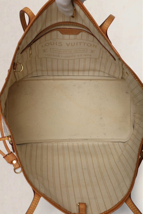 Louis Vuitton White Neverfull Damier Azur MM Shoulder Bag