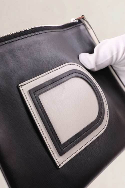 Delvaux Black & White Box Calf Vintage Louise Pochette Clutch
