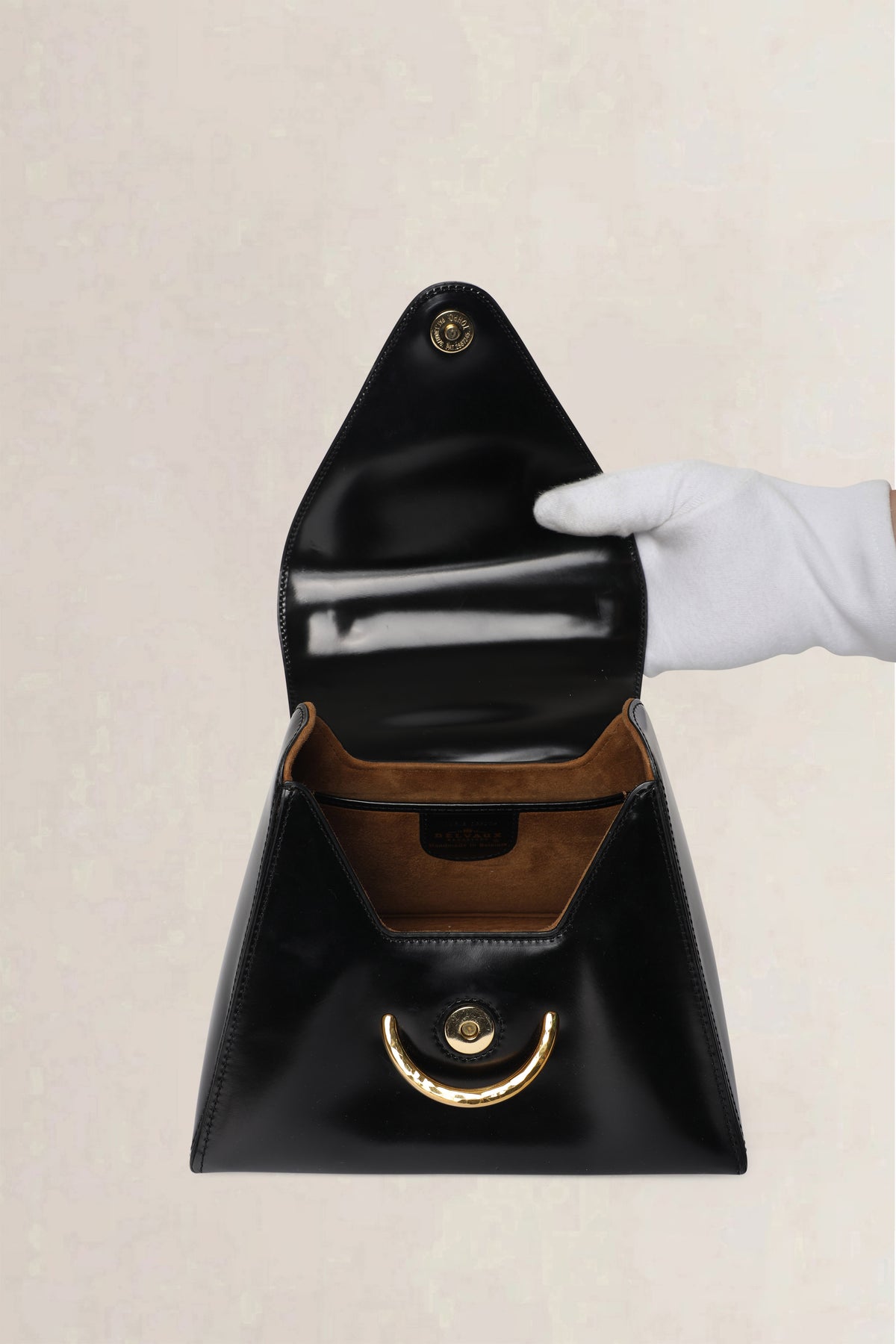 Delvaux Black Ut Patent Top Handle Bag