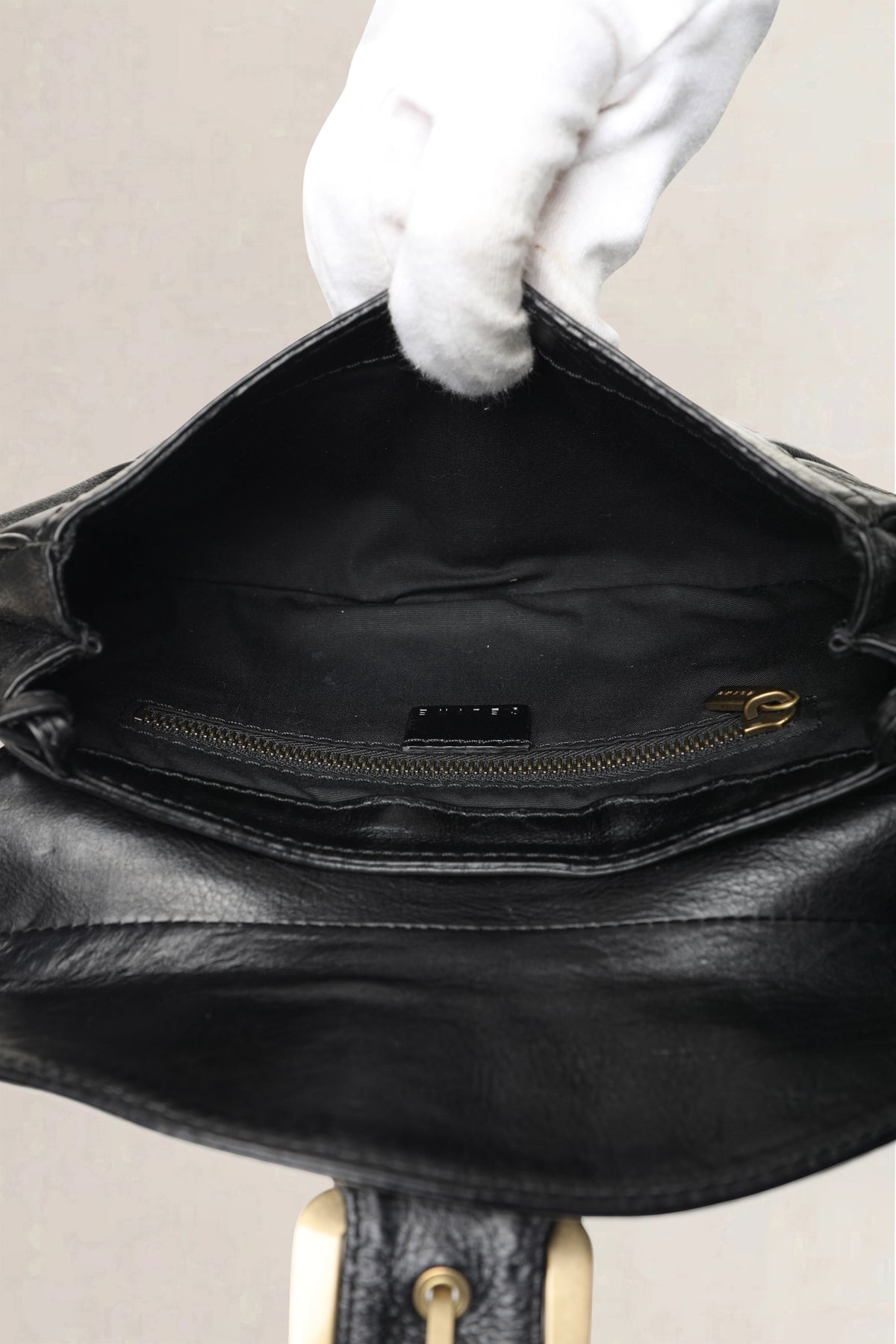Celine Black Buckle Flap Baguette Small Shoulder Bag